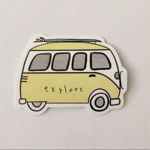 Explore Yellow Hippie Van Sticker